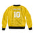 Custom Niue Rugby Bomber Jacket Hiapo Tribal Motifs Sporty Style - Polynesian Pride