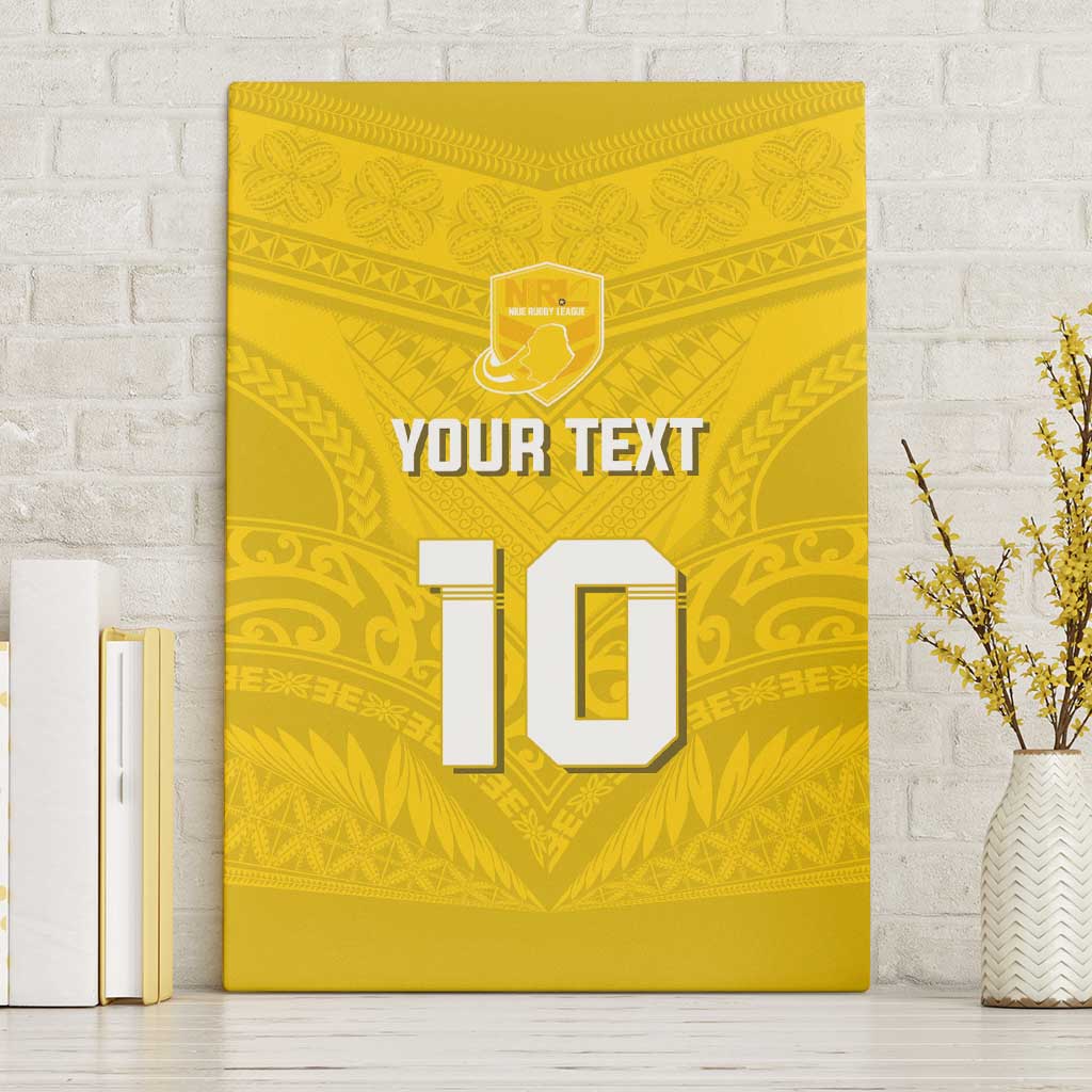 Custom Niue Rugby Canvas Wall Art Hiapo Tribal Motifs Sporty Style - Polynesian Pride