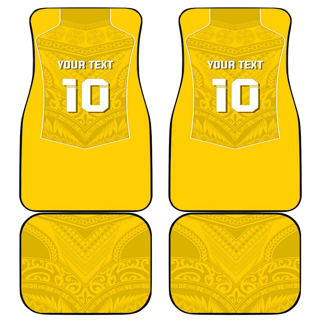 Custom Niue Rugby Car Mats Hiapo Tribal Motifs Sporty Style - Polynesian Pride