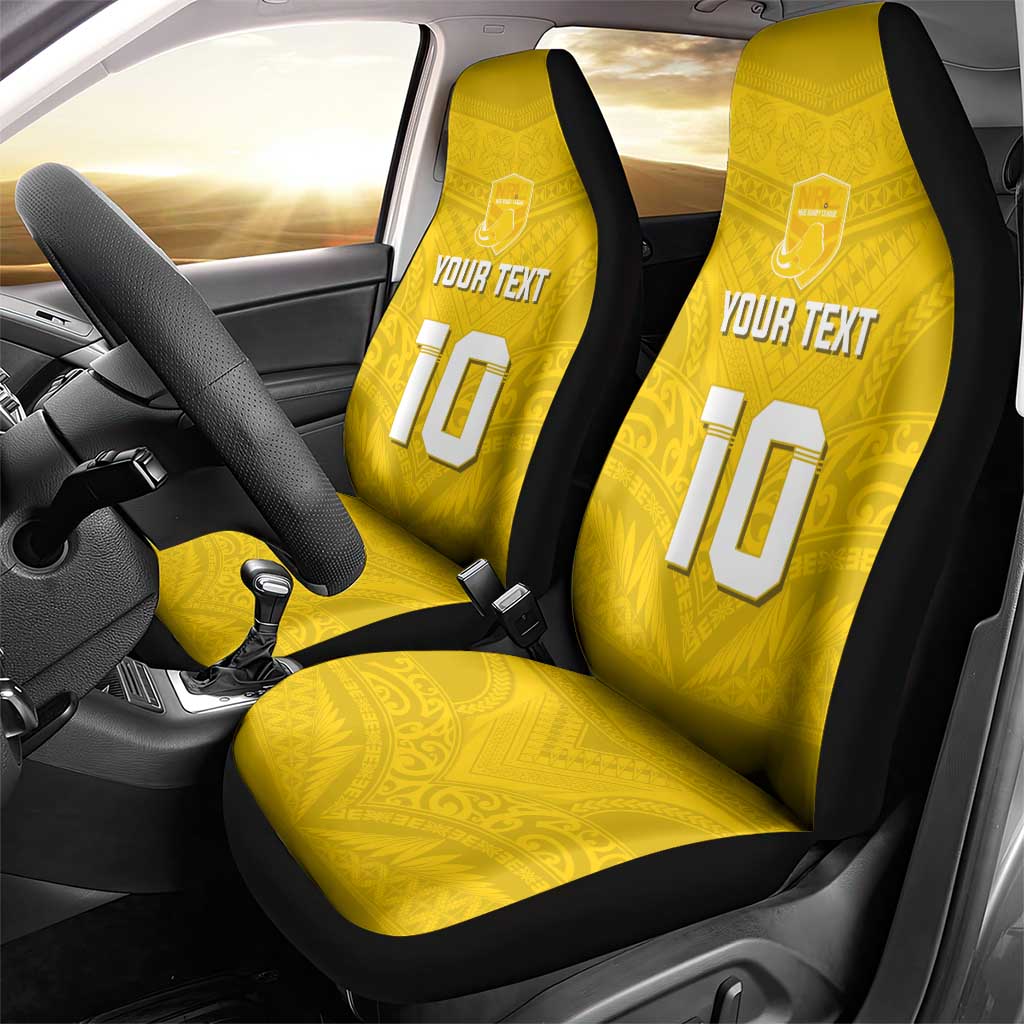 Custom Niue Rugby Car Seat Cover Hiapo Tribal Motifs Sporty Style - Polynesian Pride