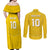 Custom Niue Rugby Couples Matching Off Shoulder Maxi Dress and Long Sleeve Button Shirt Hiapo Tribal Motifs Sporty Style - Polynesian Pride