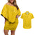 Custom Niue Rugby Couples Matching Off Shoulder Short Dress and Hawaiian Shirt Hiapo Tribal Motifs Sporty Style - Polynesian Pride