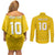 Custom Niue Rugby Couples Matching Off Shoulder Short Dress and Long Sleeve Button Shirt Hiapo Tribal Motifs Sporty Style - Polynesian Pride