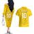 Custom Niue Rugby Couples Matching Off The Shoulder Long Sleeve Dress and Hawaiian Shirt Hiapo Tribal Motifs Sporty Style - Polynesian Pride