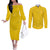 Custom Niue Rugby Couples Matching Off The Shoulder Long Sleeve Dress and Long Sleeve Button Shirt Hiapo Tribal Motifs Sporty Style - Polynesian Pride