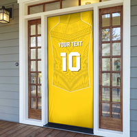 Custom Niue Rugby Door Cover Hiapo Tribal Motifs Sporty Style LT03 - Polynesian Pride