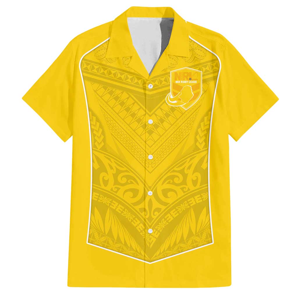 Custom Niue Rugby Family Matching Puletasi and Hawaiian Shirt Hiapo Tribal Motifs Sporty Style - Polynesian Pride