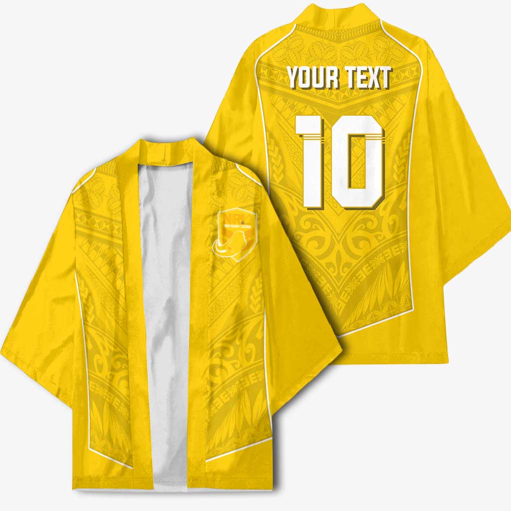 Custom Niue Rugby Kimono Hiapo Tribal Motifs Sporty Style - Polynesian Pride