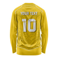 Custom Niue Rugby Long Sleeve Shirt Hiapo Tribal Motifs Sporty Style LT03 - Polynesian Pride