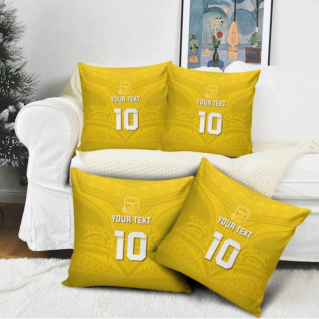 Custom Niue Rugby Pillow Cover Hiapo Tribal Motifs Sporty Style - Polynesian Pride