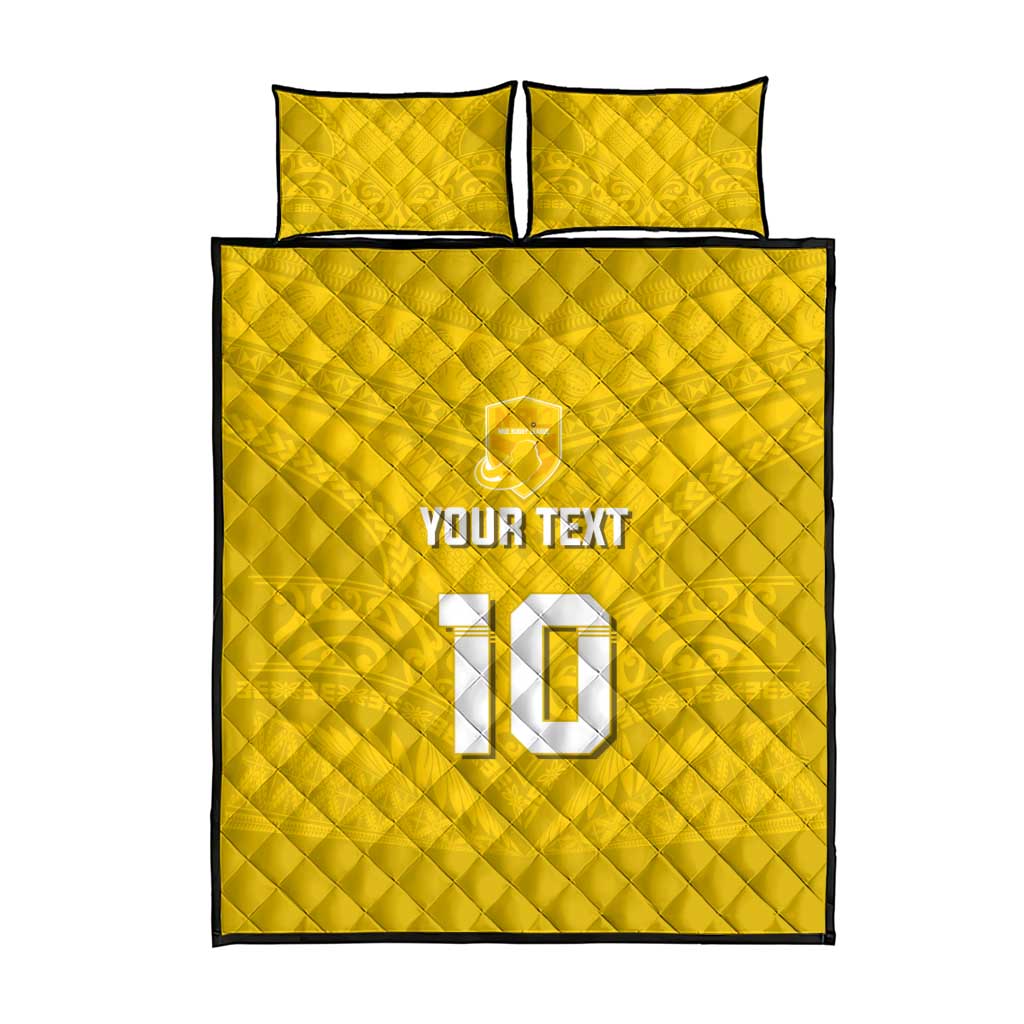 Custom Niue Rugby Quilt Bed Set Hiapo Tribal Motifs Sporty Style - Polynesian Pride