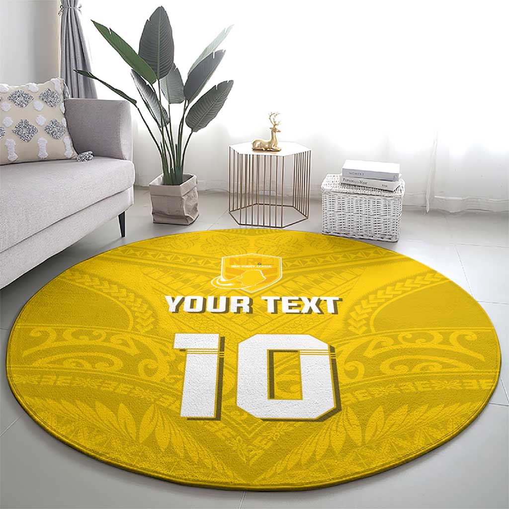 Custom Niue Rugby Round Carpet Hiapo Tribal Motifs Sporty Style - Polynesian Pride