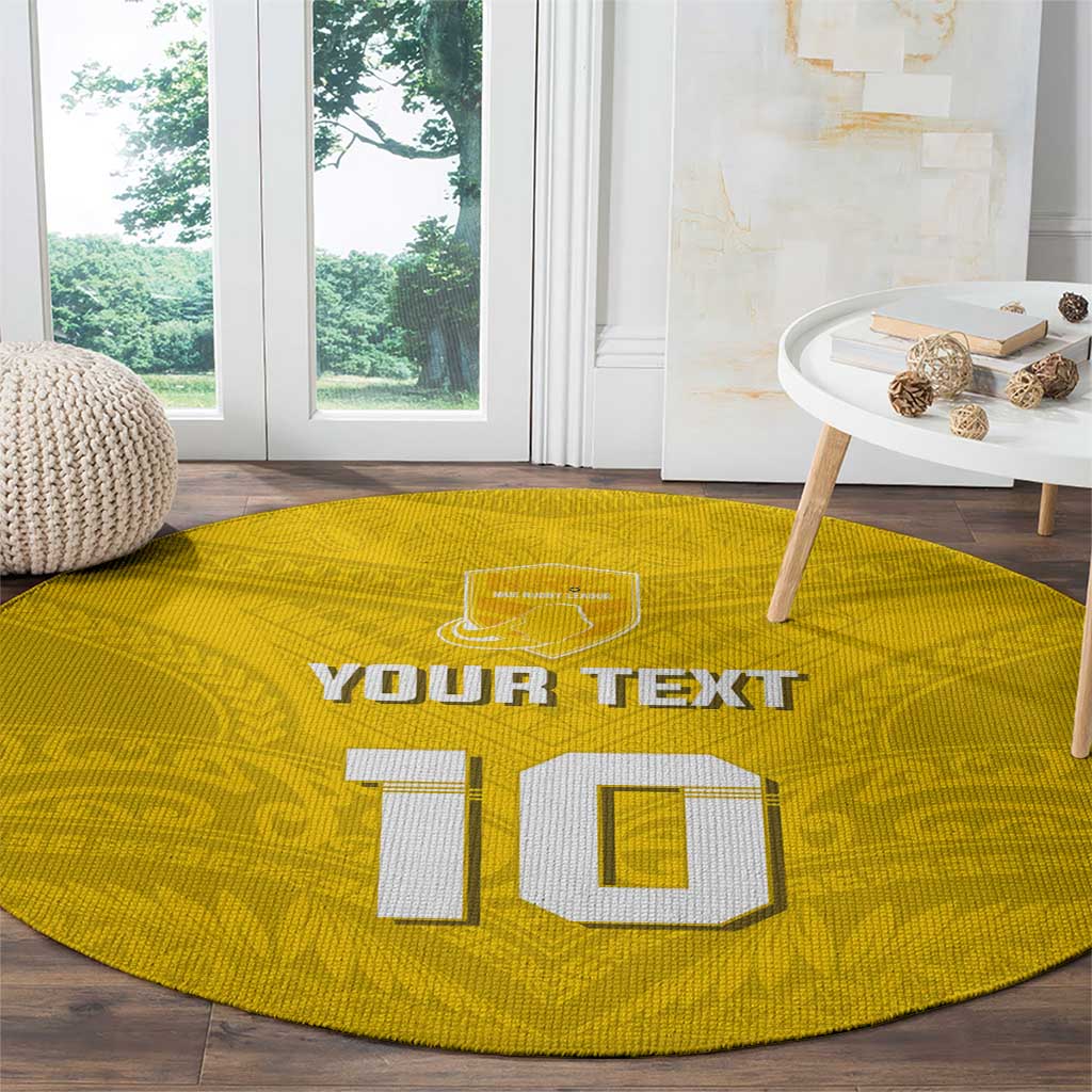 Custom Niue Rugby Round Carpet Hiapo Tribal Motifs Sporty Style - Polynesian Pride