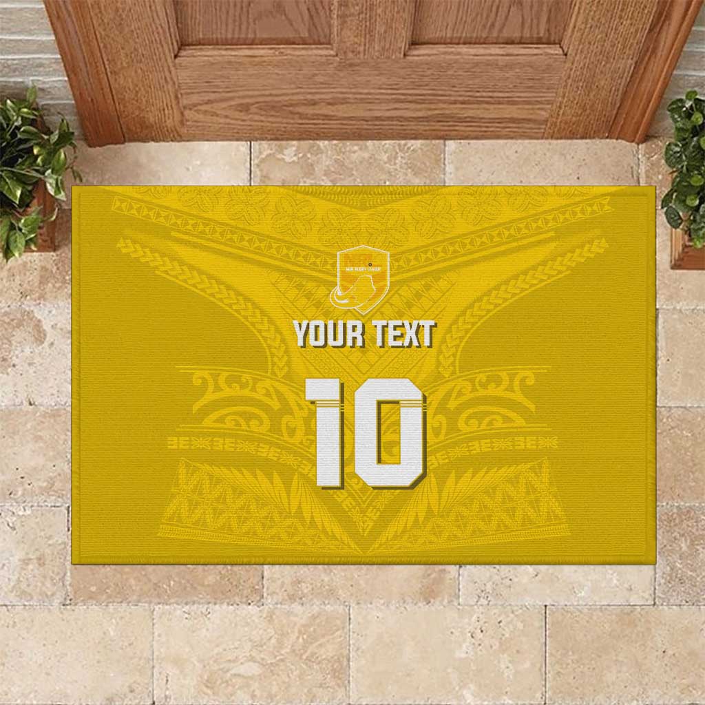Custom Niue Rugby Rubber Doormat Hiapo Tribal Motifs Sporty Style - Polynesian Pride