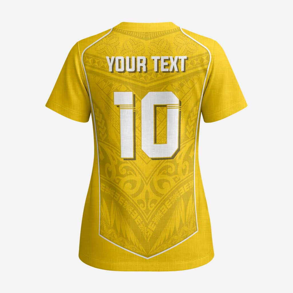 Custom Niue Rugby Scrub Top Hiapo Tribal Motifs Sporty Style - Polynesian Pride