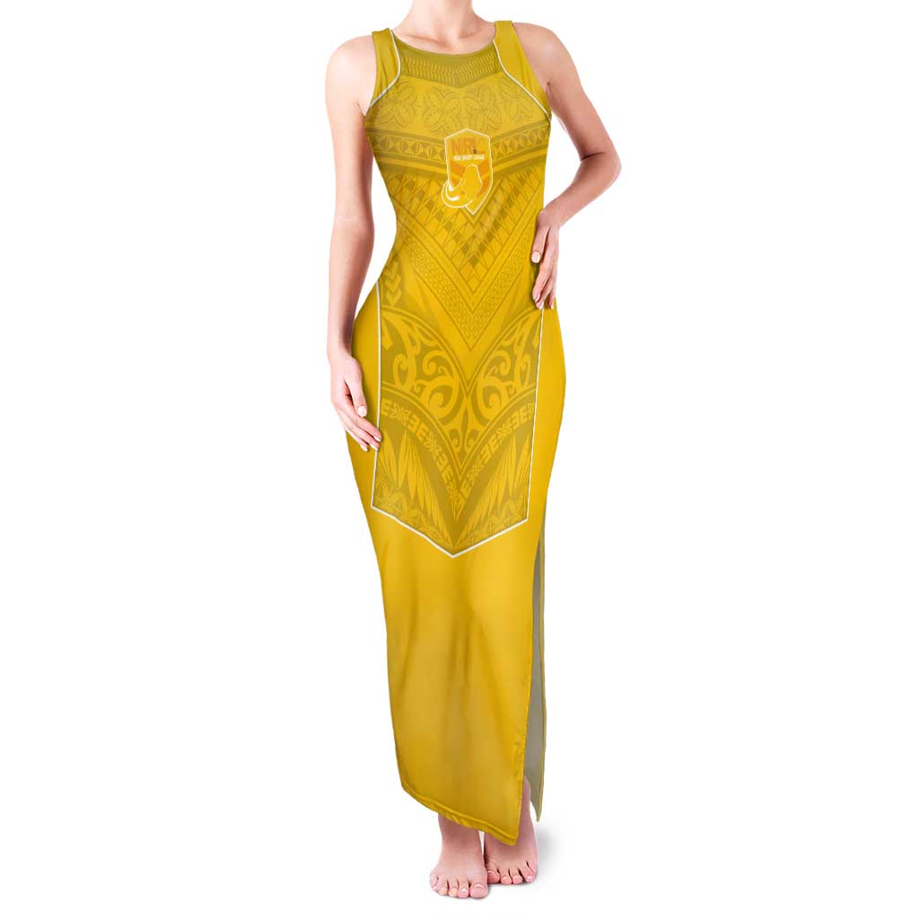 Custom Niue Rugby Tank Maxi Dress Hiapo Tribal Motifs Sporty Style - Polynesian Pride