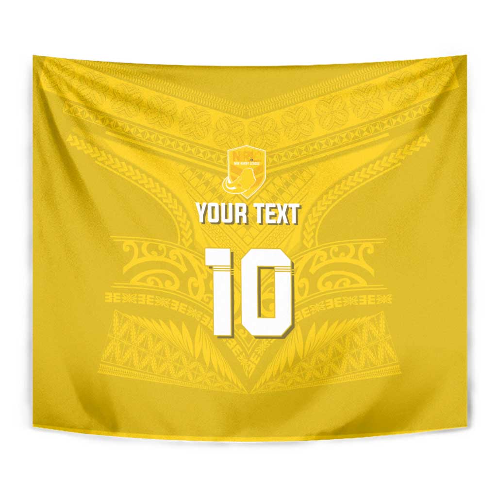 Custom Niue Rugby Tapestry Hiapo Tribal Motifs Sporty Style - Polynesian Pride