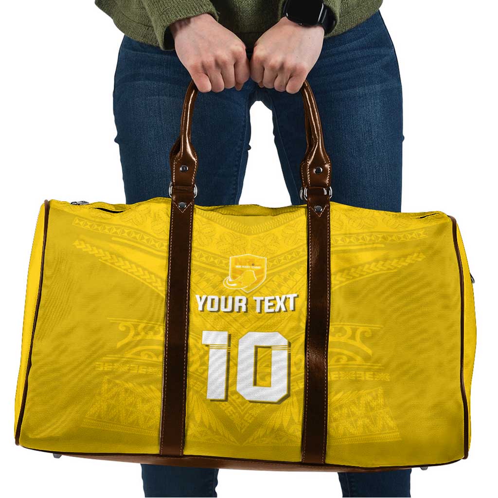Custom Niue Rugby Travel Bag Hiapo Tribal Motifs Sporty Style - Polynesian Pride