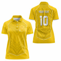 Custom Niue Rugby Women Polo Shirt Hiapo Tribal Motifs Sporty Style - Polynesian Pride