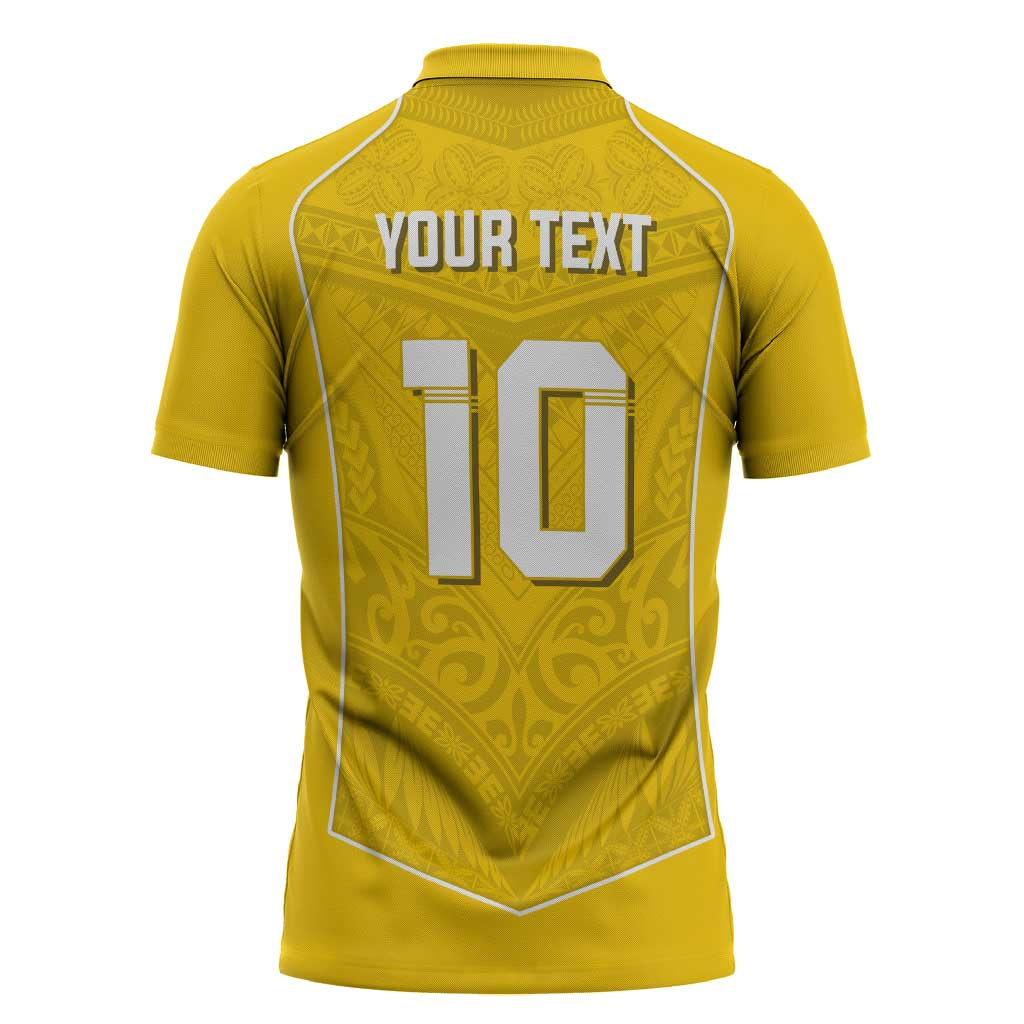 Custom Niue Rugby Zipper Polo Shirt Hiapo Tribal Motifs Sporty Style LT03 - Polynesian Pride