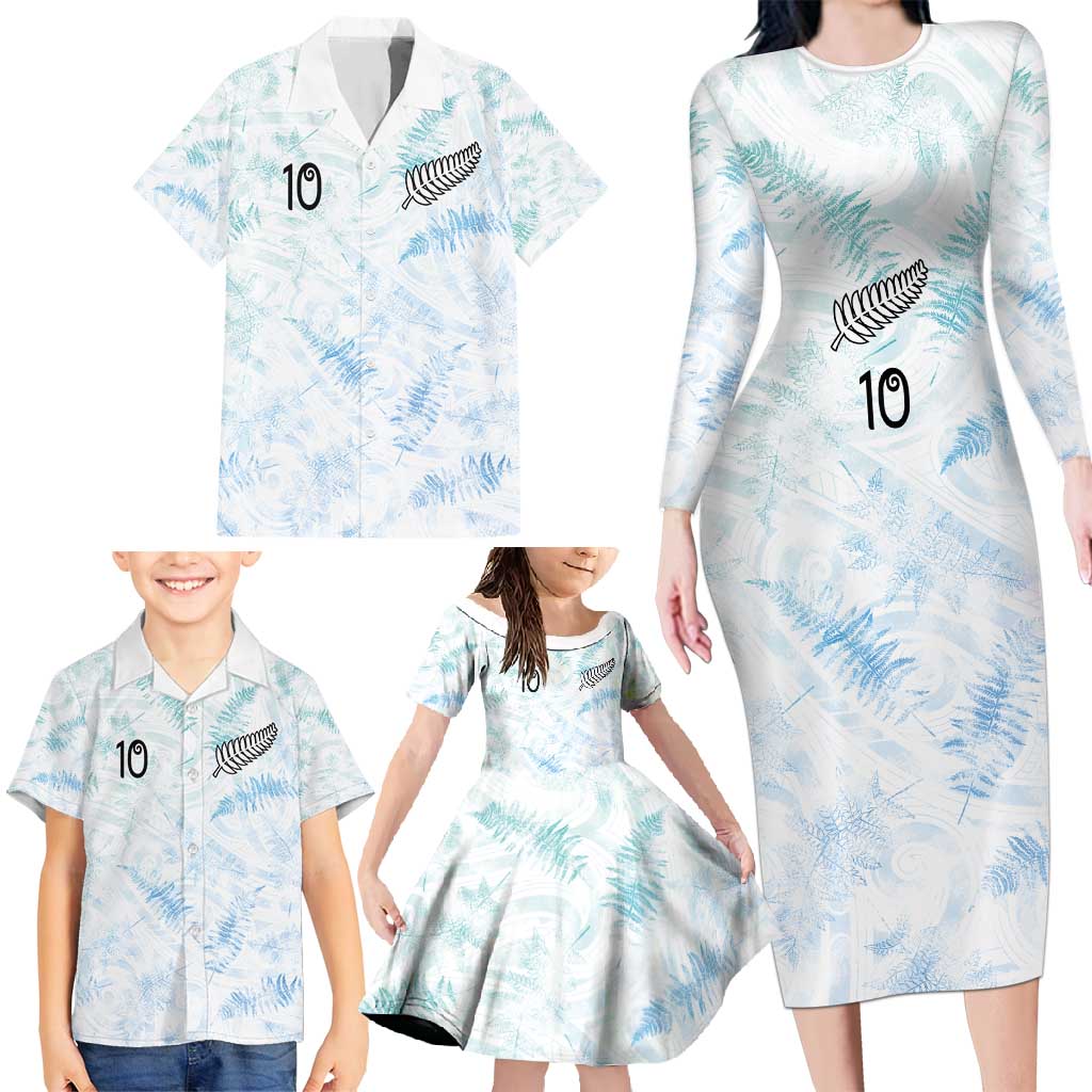 Custom New Zealand Football Family Matching Long Sleeve Bodycon Dress and Hawaiian Shirt The Whites-Aotearoa Inspired - Polynesian Pride