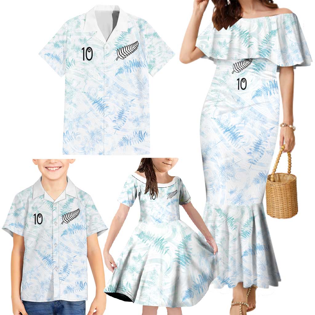 Custom New Zealand Football Family Matching Mermaid Dress and Hawaiian Shirt The Whites-Aotearoa Inspired - Polynesian Pride