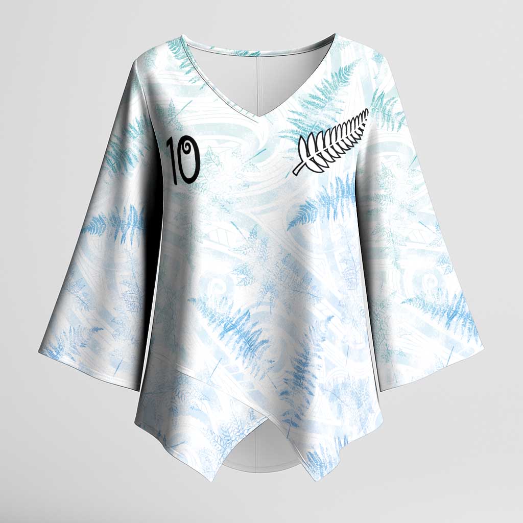Custom New Zealand Football Kimono Sleeve Blouse The Whites-Aotearoa Inspired - Polynesian Pride