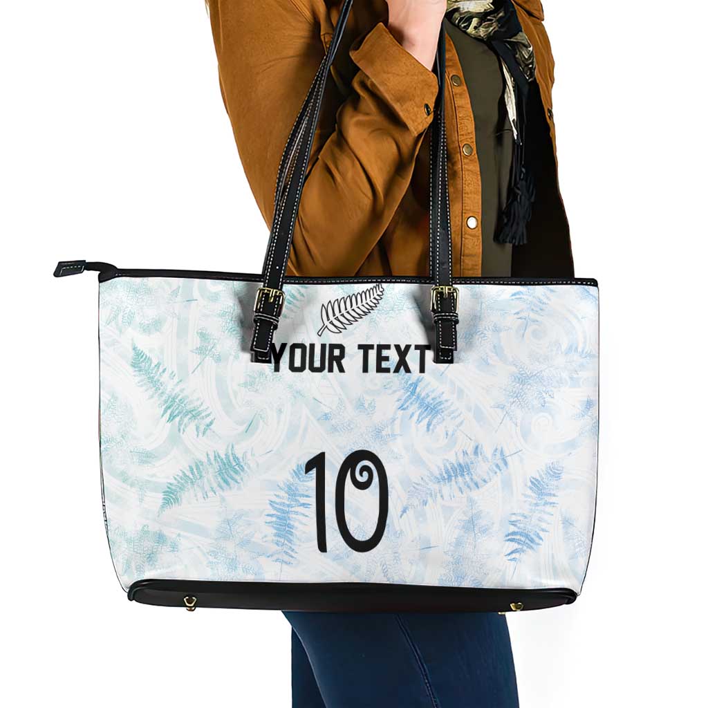 Custom New Zealand Football Leather Tote Bag The Whites-Aotearoa Inspired - Polynesian Pride