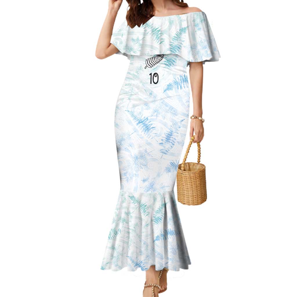 Custom New Zealand Football Mermaid Dress The Whites-Aotearoa Inspired - Polynesian Pride