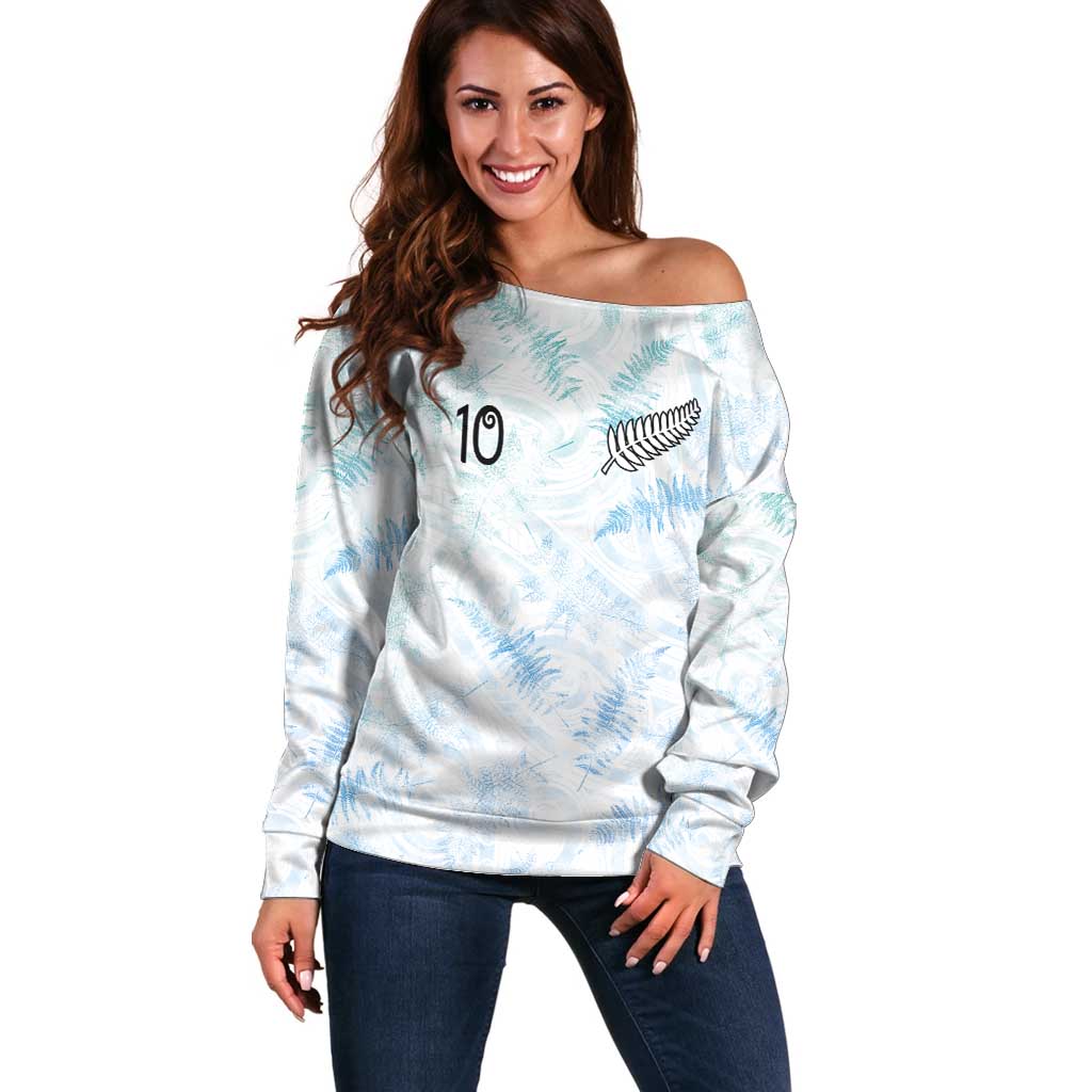 Custom New Zealand Football Off Shoulder Sweater The Whites-Aotearoa Inspired - Polynesian Pride