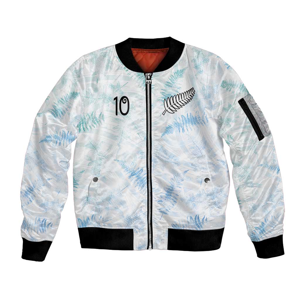 Custom New Zealand Football Sleeve Zip Bomber Jacket The Whites-Aotearoa Inspired - Polynesian Pride