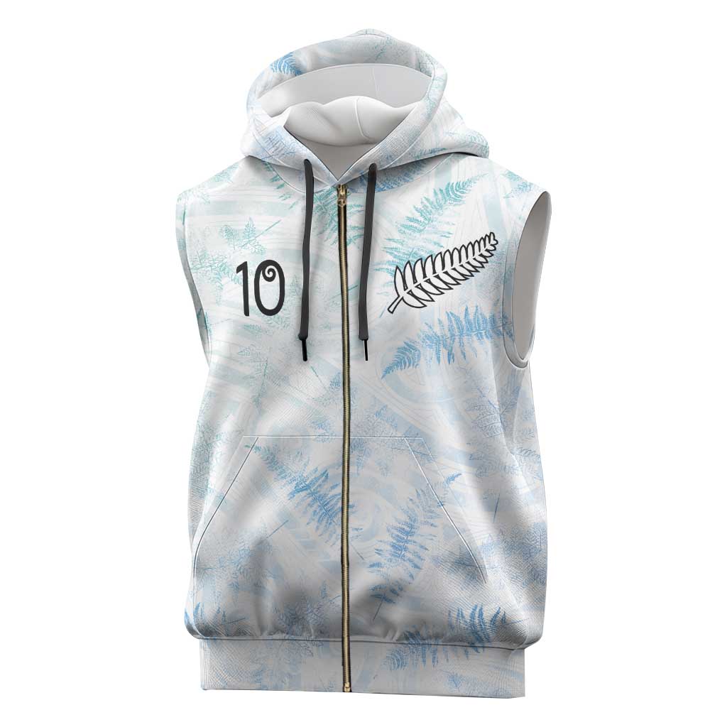 Custom New Zealand Football Sleeveless Zip Hoodie The Whites-Aotearoa Inspired - Polynesian Pride