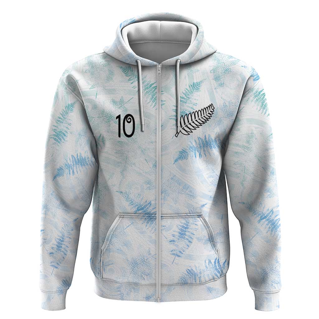 Custom New Zealand Football Zip Hoodie The Whites-Aotearoa Inspired LT03 Zip Hoodie White - Polynesian Pride