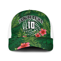 Custom Hawaii Volleyball Baseball Net Cap Kakau Abstract and Tropical Plants Green Color - Polynesian Pride