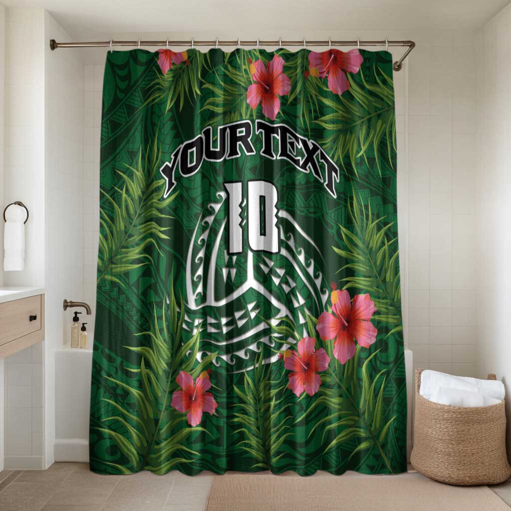 Custom Hawaii Volleyball Bathroom Set Kakau Abstract and Tropical Plants Green Color - Polynesian Pride