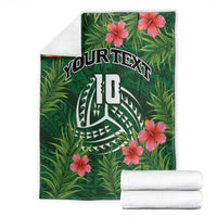Custom Hawaii Volleyball Blanket Kakau Abstract and Tropical Plants Green Color - Polynesian Pride