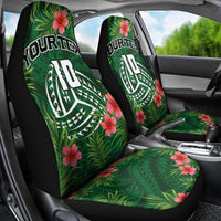 Custom Hawaii Volleyball Car Seat Cover Kakau Abstract and Tropical Plants Green Color - Polynesian Pride