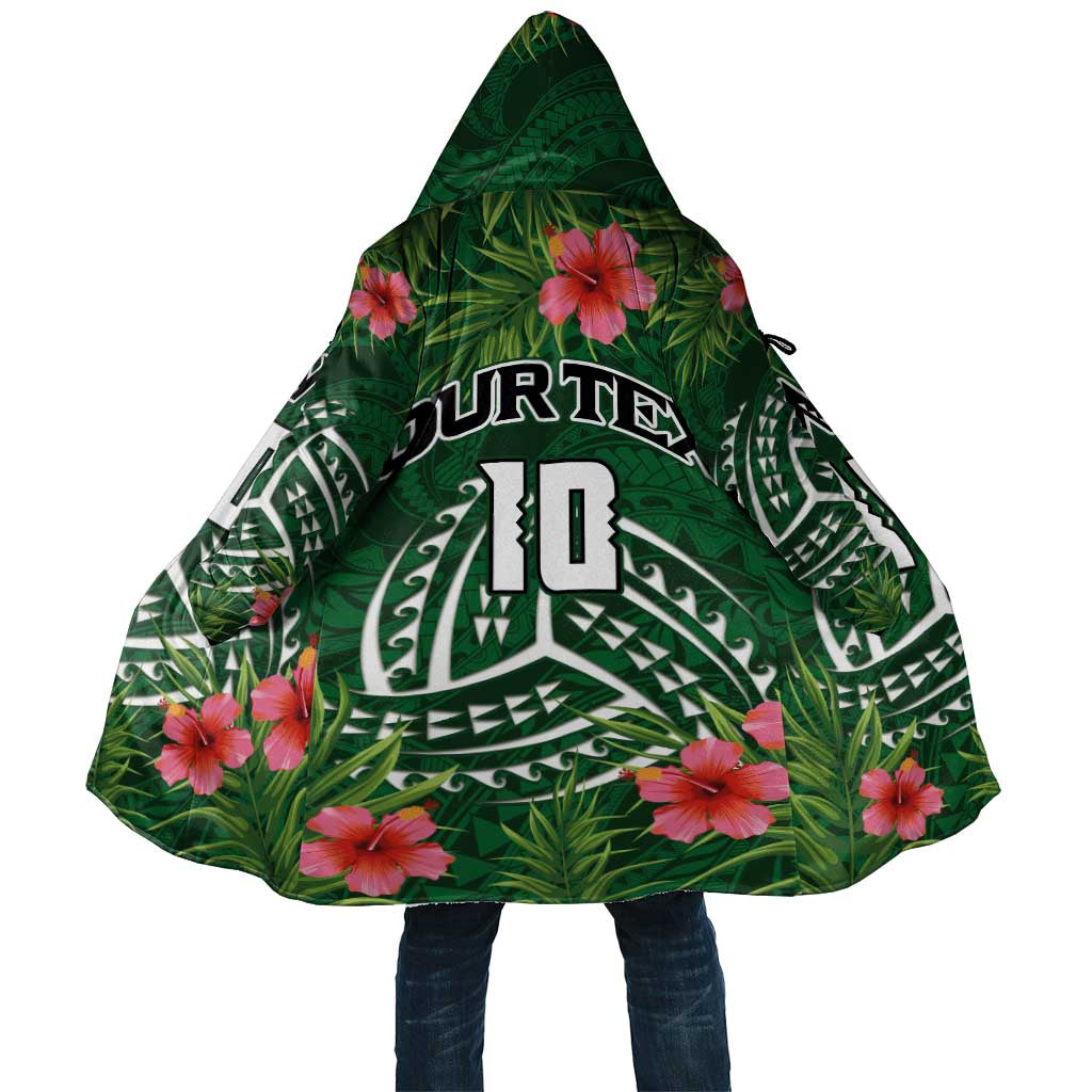 Custom Hawaii Volleyball Cloak Kakau Abstract and Tropical Plants Green Color - Polynesian Pride