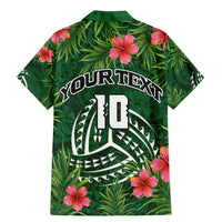 Custom Hawaii Volleyball Family Matching Mermaid Dress and Hawaiian Shirt Kakau Abstract and Tropical Plants Green Color - Polynesian Pride
