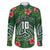 Custom Hawaii Volleyball Family Matching Off The Shoulder Long Sleeve Dress and Hawaiian Shirt Kakau Abstract and Tropical Plants Green Color - Polynesian Pride
