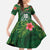 Custom Hawaii Volleyball Family Matching Short Sleeve Bodycon Dress and Hawaiian Shirt Kakau Abstract and Tropical Plants Green Color - Polynesian Pride