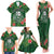 Custom Hawaii Volleyball Family Matching Tank Maxi Dress and Hawaiian Shirt Kakau Abstract and Tropical Plants Green Color - Polynesian Pride