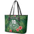 Custom Hawaii Volleyball Leather Tote Bag Kakau Abstract and Tropical Plants Green Color - Polynesian Pride