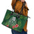 Custom Hawaii Volleyball Leather Tote Bag Kakau Abstract and Tropical Plants Green Color - Polynesian Pride