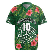 Custom Hawaii Volleyball Rugby Jersey Kakau Abstract and Tropical Plants Green Color - Polynesian Pride