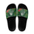 Custom Hawaii Volleyball Slide Sandals Kakau Abstract and Tropical Plants Green Color - Polynesian Pride