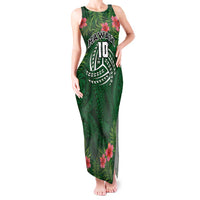 Custom Hawaii Volleyball Tank Maxi Dress Kakau Abstract and Tropical Plants Green Color - Polynesian Pride