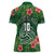 Custom Hawaii Volleyball Women Polo Shirt Kakau Abstract and Tropical Plants Green Color - Polynesian Pride