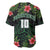 Custom Hawaii Volleyball Baseball Jersey Kakau Abstract and Tropical Plants Black Color - Polynesian Pride