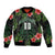 Custom Hawaii Volleyball Bomber Jacket Kakau Abstract and Tropical Plants Black Color - Polynesian Pride